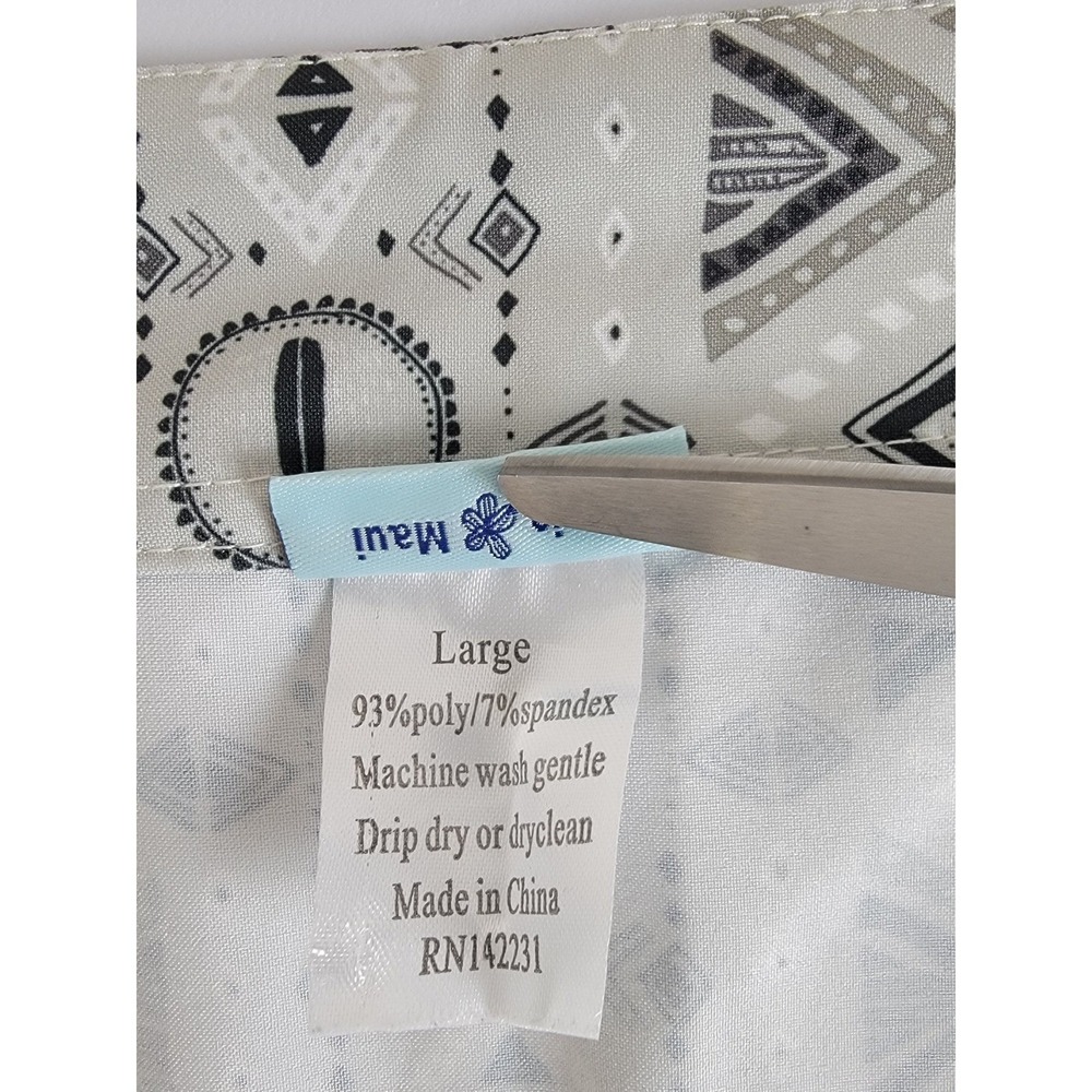 RipSkirt Hawaii Wrap Skirt L Grey Tribal Geometric Length 2 Travel Beach - Picture 6 of 9